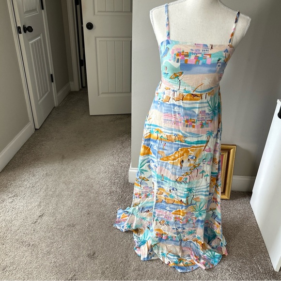NWT Women’s Beach Print Maxi Dress in Pastel Multi - Picture 9 of 12